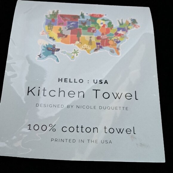 Hello: USA Kitchen Tea Towel - 100% Cotton Kitchen Dish Towel - Picture 2 of 6
